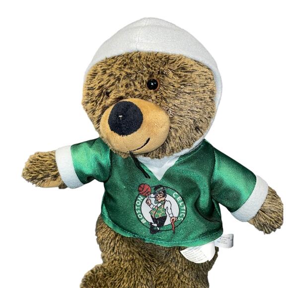 Boston Celtics Teddy Bear Plush Hoodie 14" T-Shirt NBA Basketball Fan Baby Gift - Picture 2 of 11